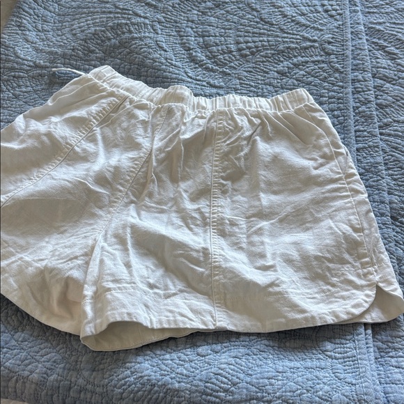 Women's White Elastic-Waist Athletic Shorts with Drawstring - Picture 2 of 2